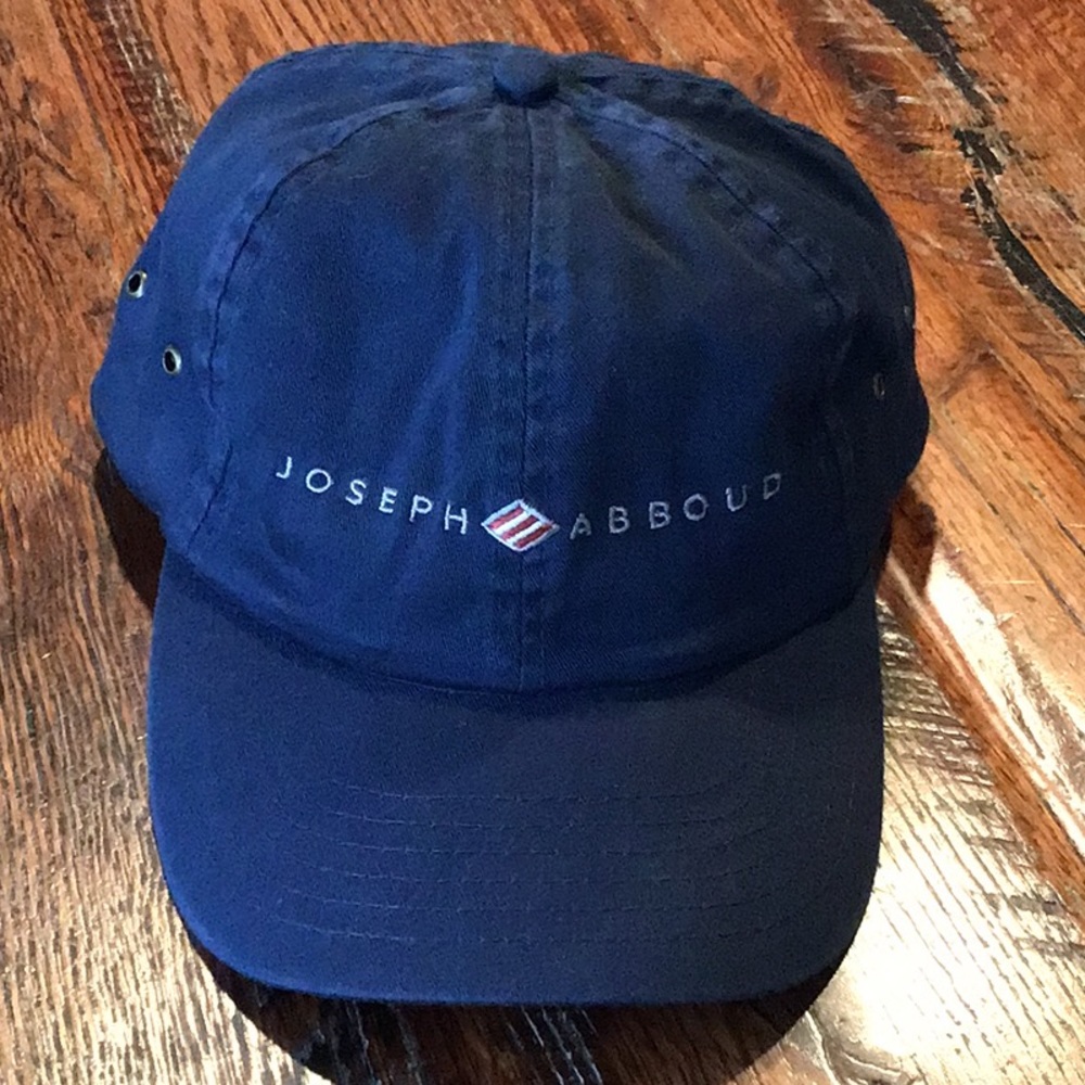 Navy cap w/embroidered Joseph Abboud name, 1 size